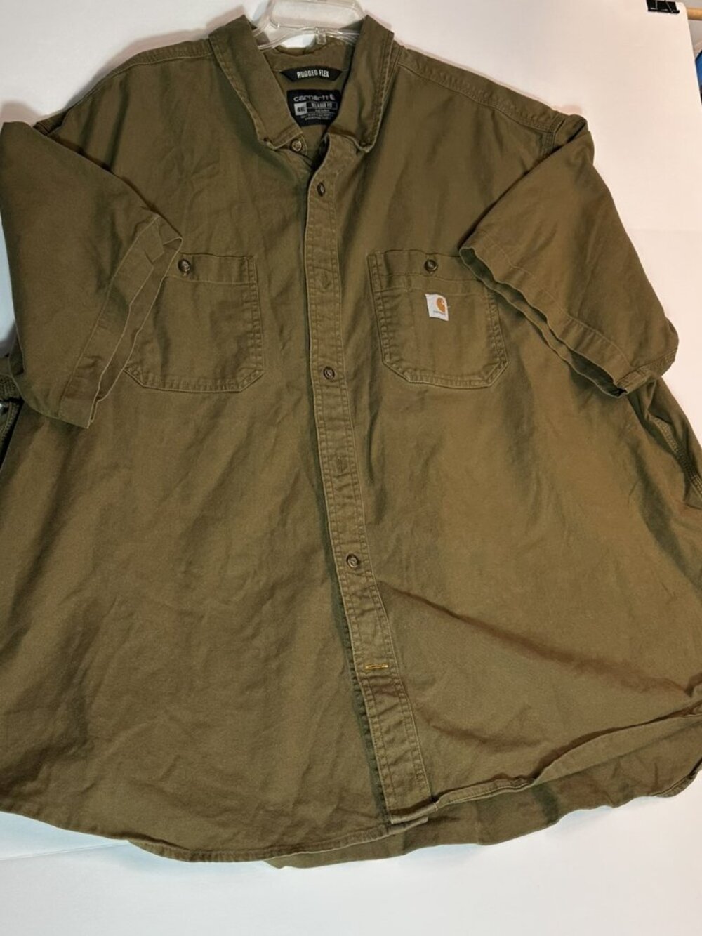 Carhartt Dark Khaki Rugged Flex SS Button Work Shirt 4XL